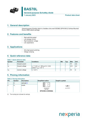BAS70L datasheet cover page