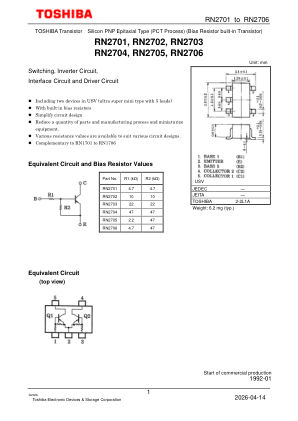 RN2706 datasheet cover page