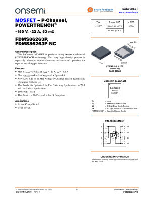 FDMS86263P datasheet cover page