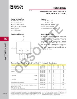 HMC231 datasheet cover page