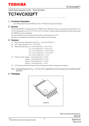 TC74VCX02FT datasheet cover page