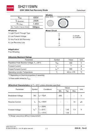 SH2115WN datasheet cover page