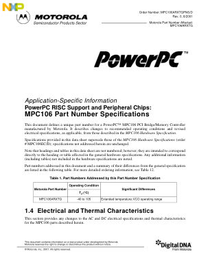 MPC106ARXTGPNS datasheet cover page