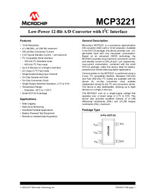 MCP3221A5T-I 数据手册首页