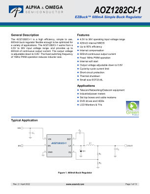 AOZ1282CI-1 datasheet cover page