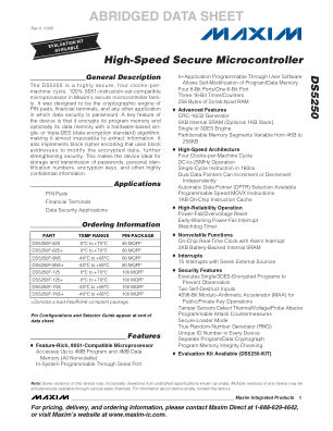 DS5250 datasheet cover page