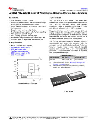 LMG3626 datasheet cover page