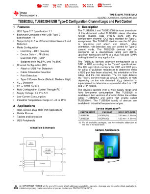TUSB320LI datasheet cover page