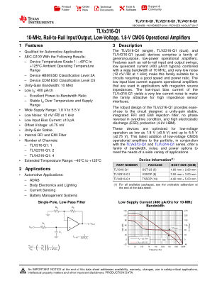 TLV4316-Q1 datasheet cover page