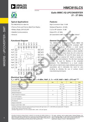 HMC815 datasheet cover page