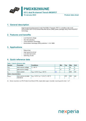 PMDXB290UNEZ datasheet cover page