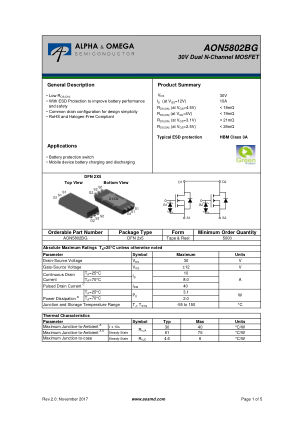 AON5802BG datasheet cover page