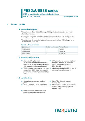PESD1USB3S datasheet cover page