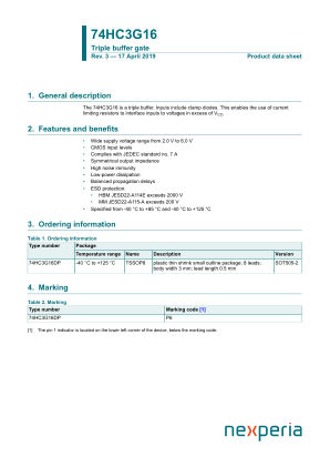 74HC3G16DPH datasheet cover page