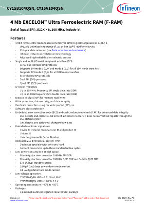 CY15B104QSN datasheet cover page