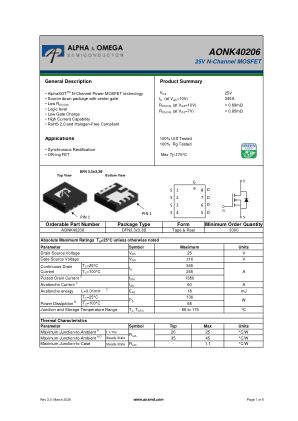 AONK40206 datasheet cover page