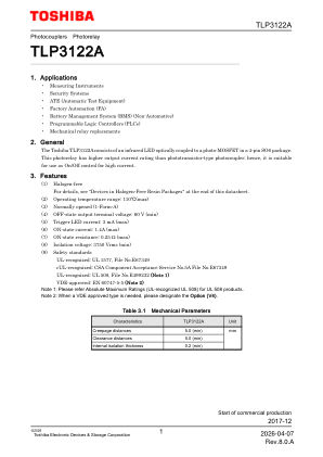 TLP3122A datasheet cover page
