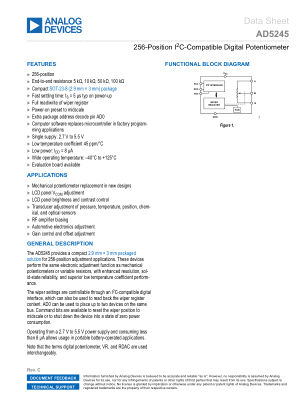AD5245 datasheet cover page