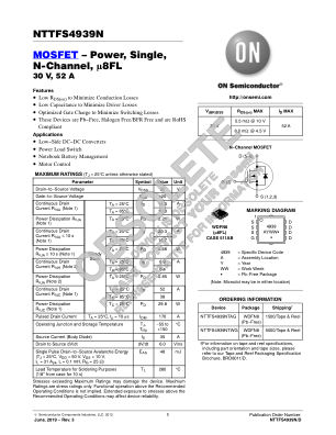NTTFS4939N 数据手册首页