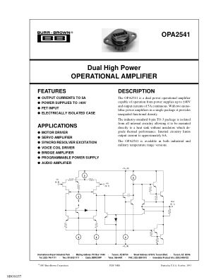 OPA2541 数据手册首页