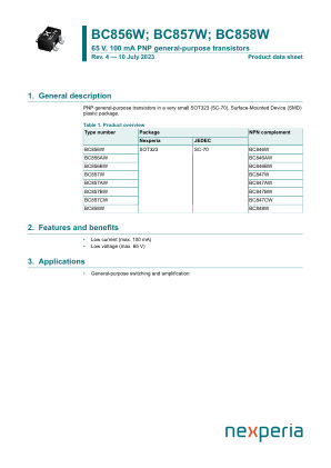 BC857CW datasheet cover page