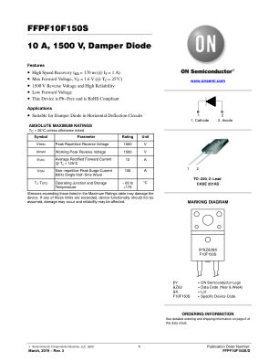 FFPF10F150S datasheet cover page