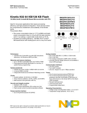 K02P64M100SFA 数据手册首页