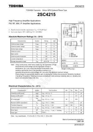 2SC4215 datasheet cover page