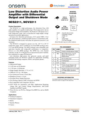 NCS2211 datasheet cover page