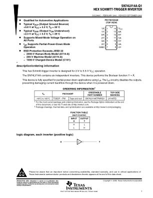 SN74LV14A-Q1 数据手册首页