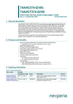 74AHC374PW-Q100J datasheet cover page