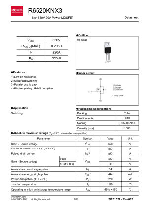 R6520KNX3 datasheet cover page