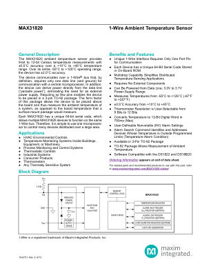 MAX31820 datasheet cover page