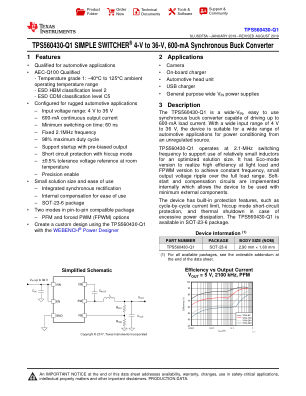 TPS560430-Q1 datasheet cover page