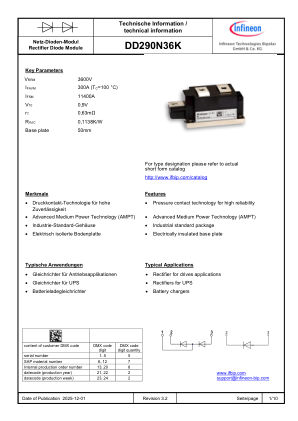 DD290N36K datasheet cover page