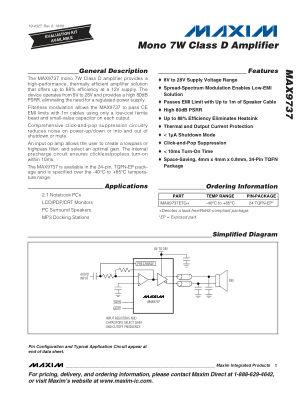 MAX9737 datasheet cover page