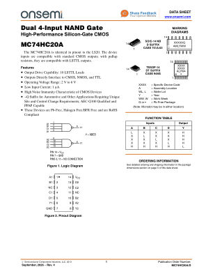 MC74HC20A 数据手册首页