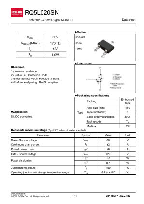 RQ5L020SN 数据手册首页