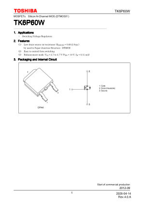 TK6P60W datasheet cover page