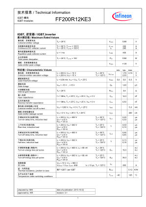 FF200R12KE3 datasheet cover page