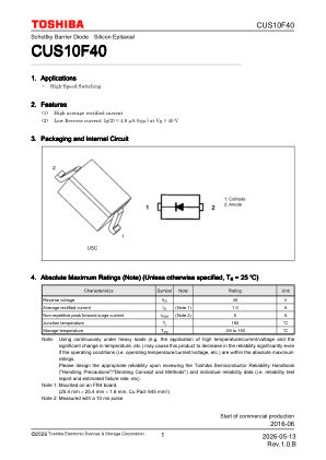 CUS10F40 datasheet cover page