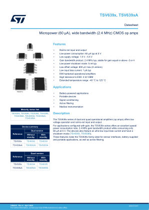 TSV6392 datasheet cover page