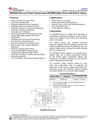 DRV2625 datasheet cover page