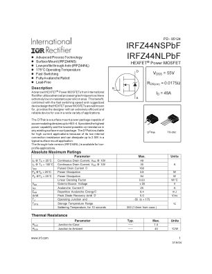IRFZ44NS 数据手册首页