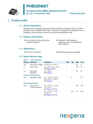 PHB20N06T datasheet cover page
