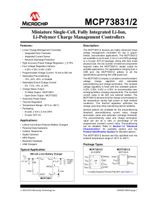MCP73831-2ACI 数据手册首页