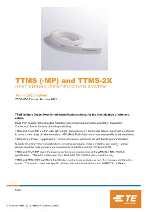 TTDS-050 datasheet cover page