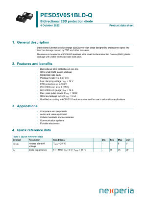 PESD5V0S1BLD-QYL datasheet cover page