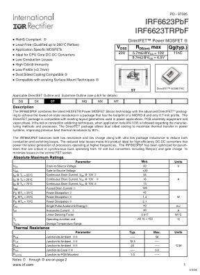 IRF6623 datasheet cover page