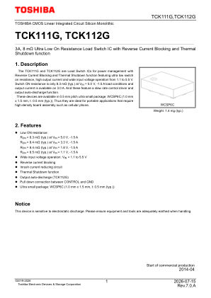 TCK112G datasheet cover page